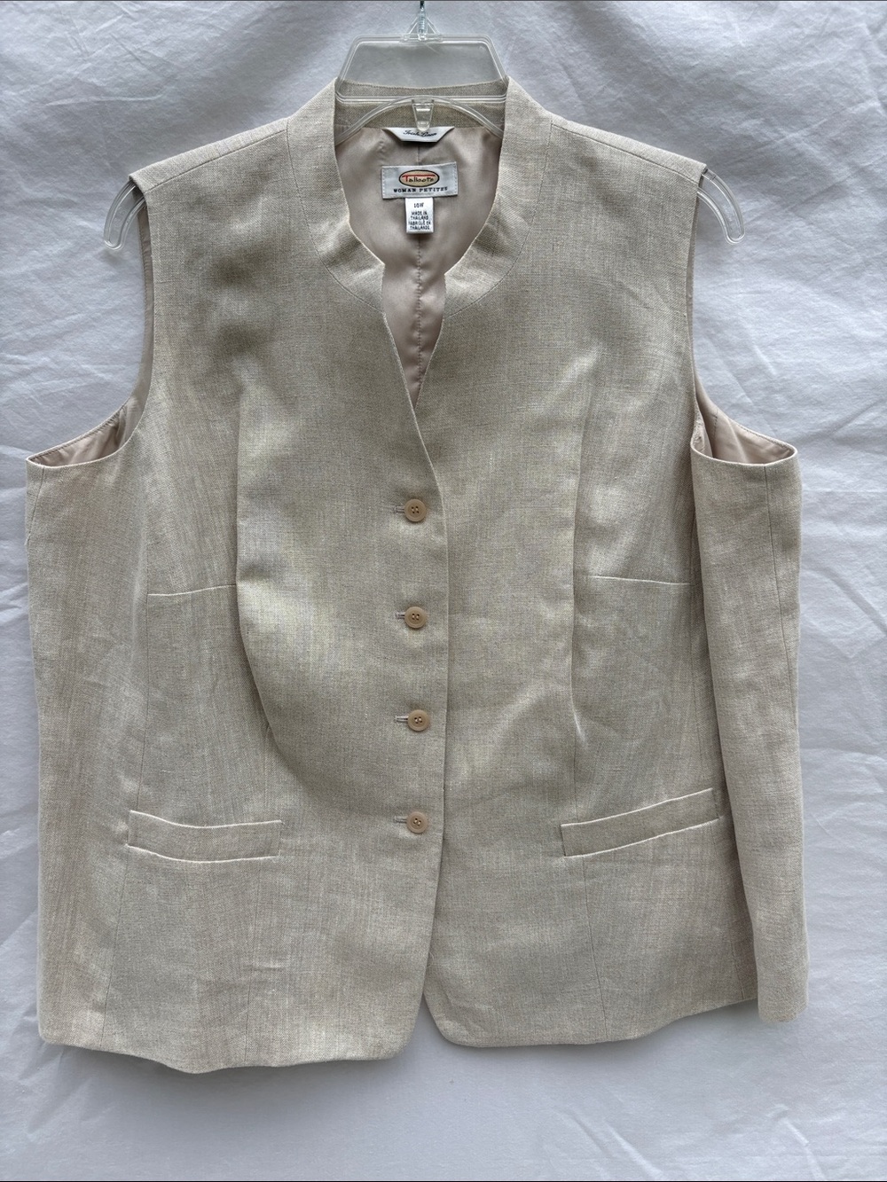 Talbots Neutral Beige Irish Linen Sleeveless Vest